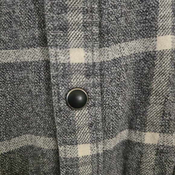 Lucky Brand Saturday Stretch Blue Gray Snap Western Flannel Shirt 2022 Size XL - Picture 4 of 11